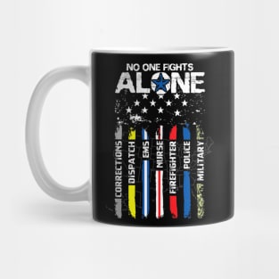 No One Fights Alone USA Flag Thin Line Military Police Nurse Mug